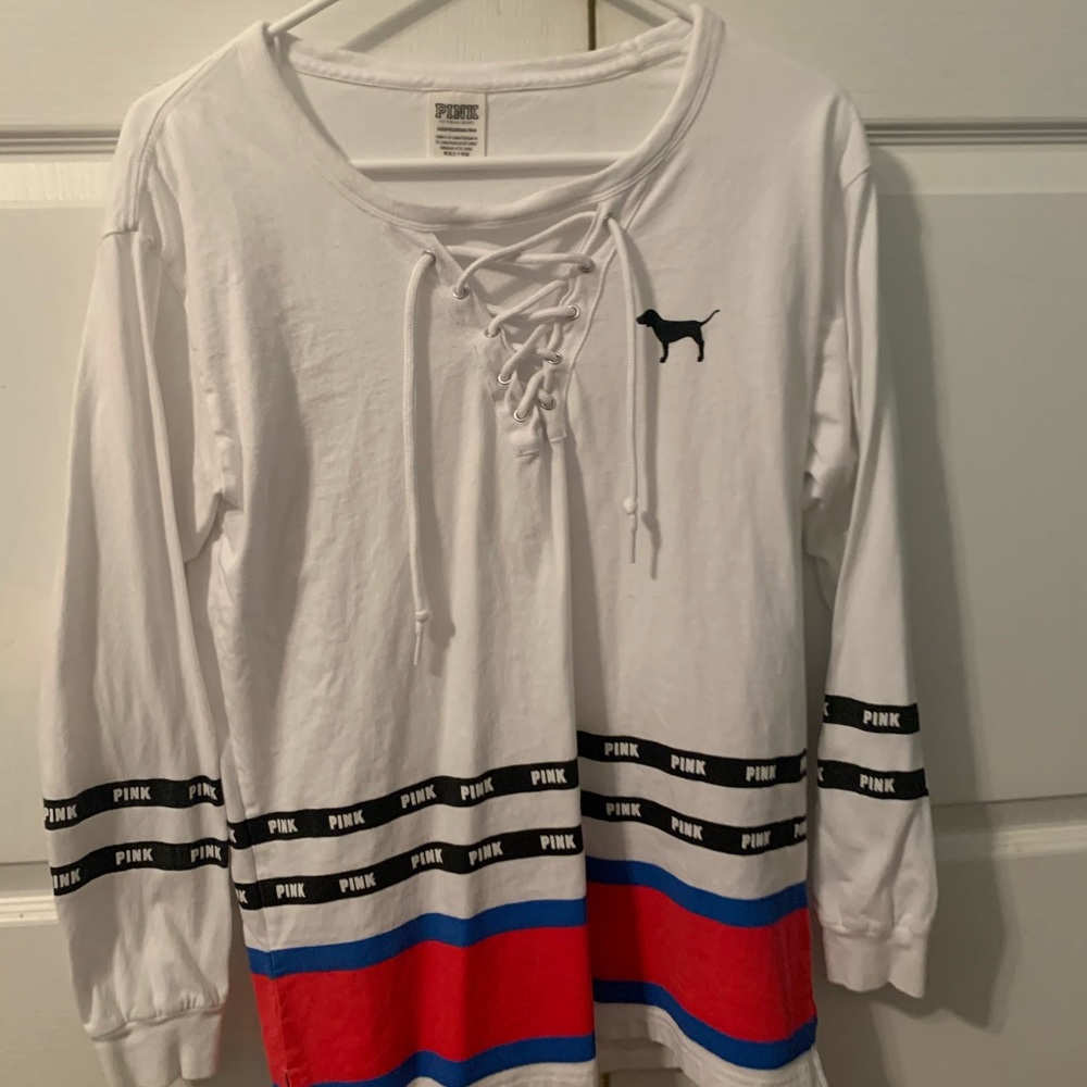 Pink shirt with tied up front